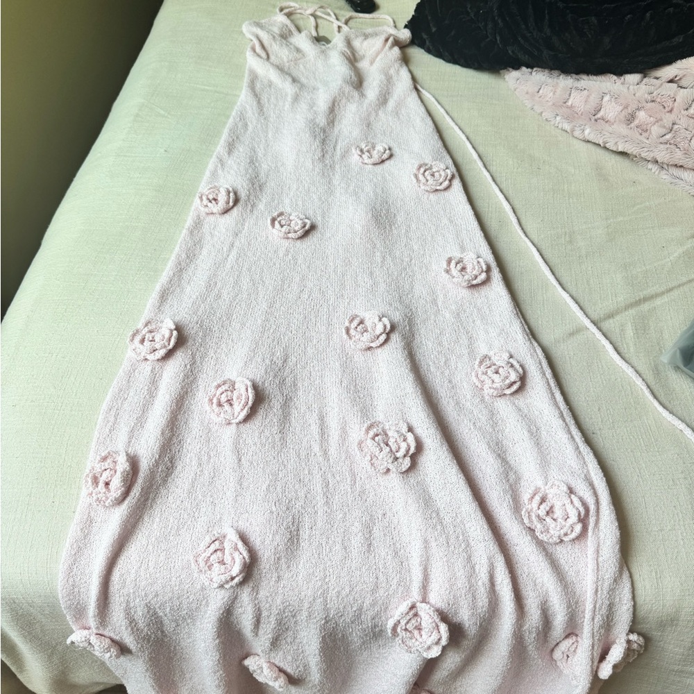 Pink Floral Knit Dress- MESHKI